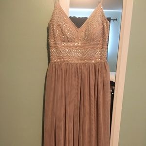Anthropologie long formal dress- soft pink